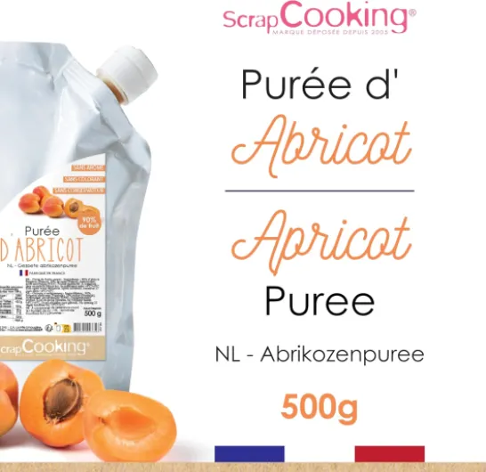 Purée d’Abricot 500 g - Purée de Fruits pour Pâtisserie - Macarons, Mousses, Gelées, Gâteaux, Ganaches, Nappages, Coulis, Glaces, Smoothies, Cocktails - Fabriqué en France - 4765