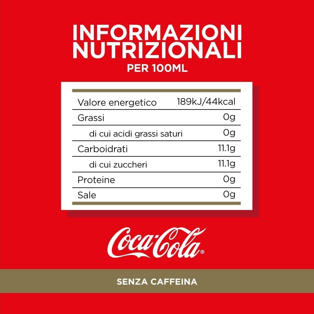 Lot de 12 boissons gazeuses Cola-Cola Senza Caffeina PET 1,5 l de coke sans caféine