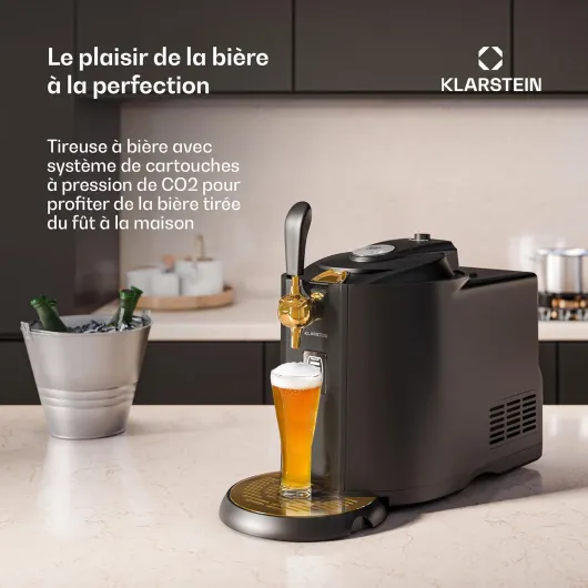 Tireuse à Bière 5 L - Machine à bière Pression avec Refroidissement Ultra Rapide, température réglable, système CO², écran LCD, Noir-Or