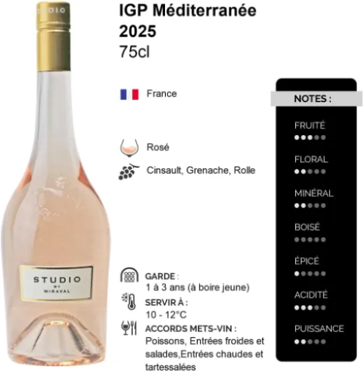 Studio by Miraval - Rosé 2025 - Miraval - Méditerranée - Vin Rosé (6x75cl)