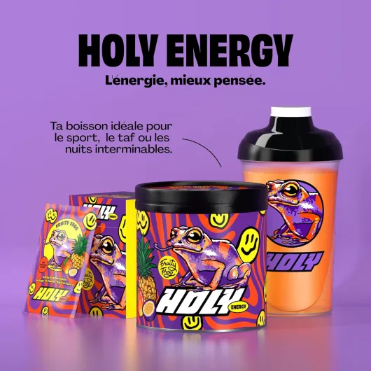 Gaming Booster 'Fruity Frog' à la mangue, au fruit de la passion & à l'ananas en poudre- 50 portions avec NewCaff & extrait de thé vert - Vegan avec arômes de fruits 100% naturels Fruity Frog 350 g (Lot de 1)