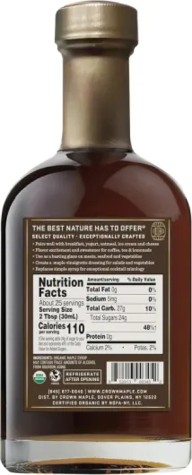Crown Maple Bourbon Barrel Aged Organic Maple Syrup, 25 Fl Oz, Pancakes, Flavor Cocktails, Marinades and Sauces