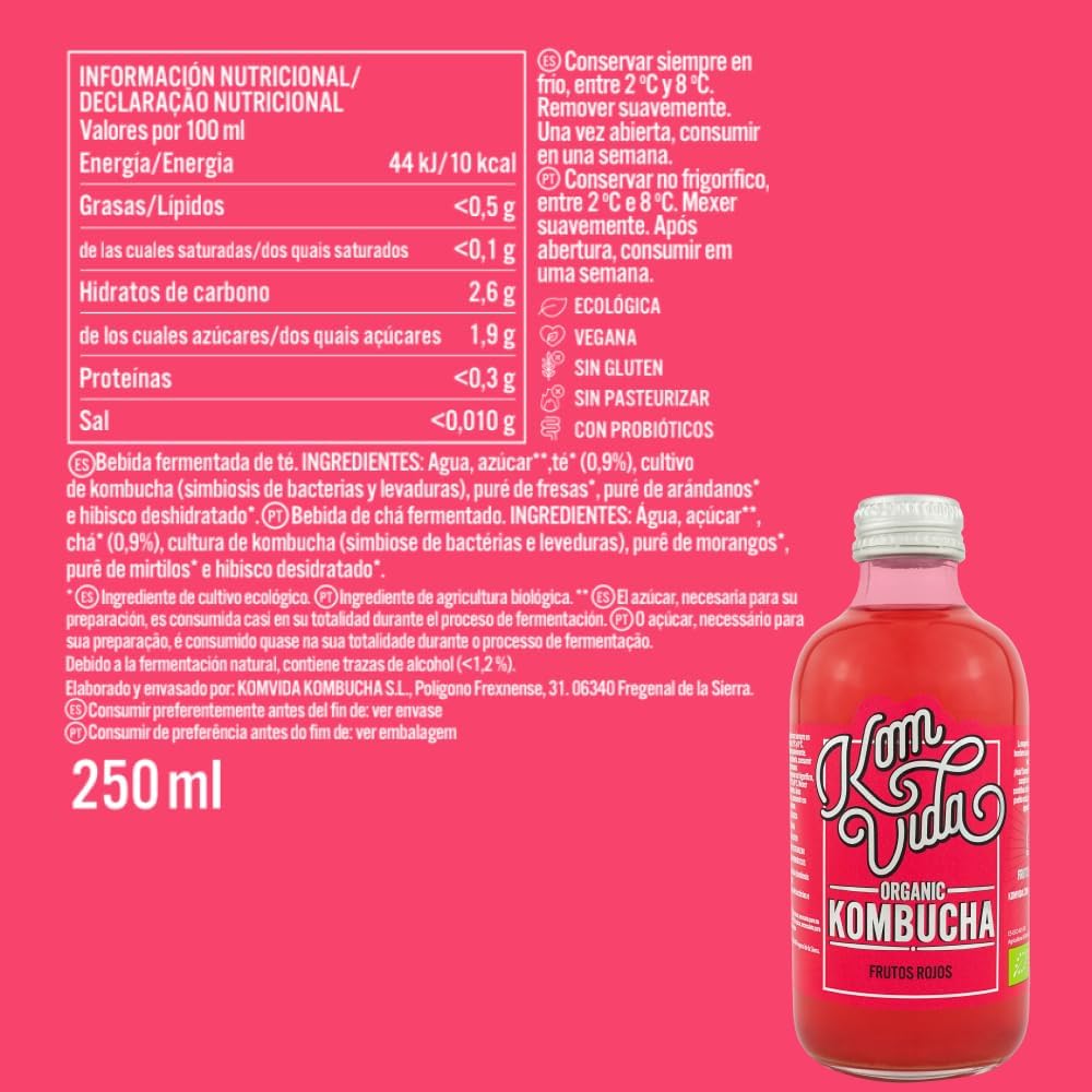 Kombucha Frutos Rojos (Berryvida) Bio 6x750ml Komvida