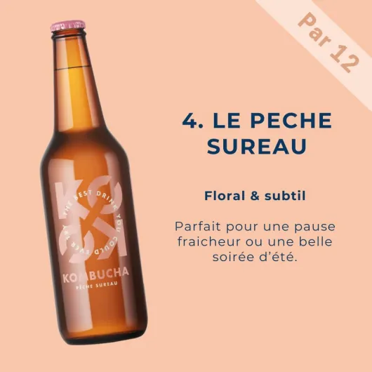 KOKO Kombucha - Saveur Pêche-Sureau (12 x 33 cl)