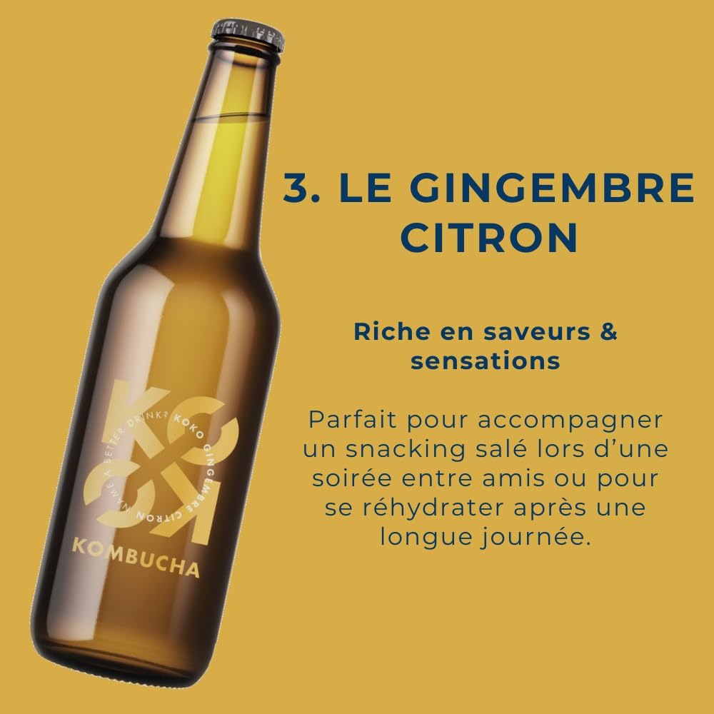 KOKO Kombucha - 12 bouteilles de 33cl (Gingembre-Citron)