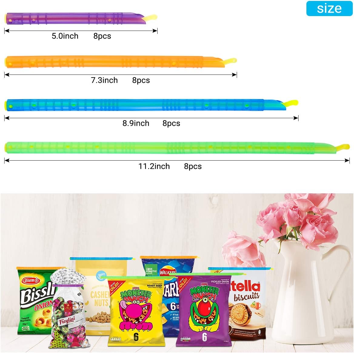 32PCS Ferme Sachet Alimentaire, Clip Sachet Alimentaire Anilock Attaché Sachet, Fermeture Hermétique Alimentaire Attache pour Fermer Sac et Stockage Cuisine