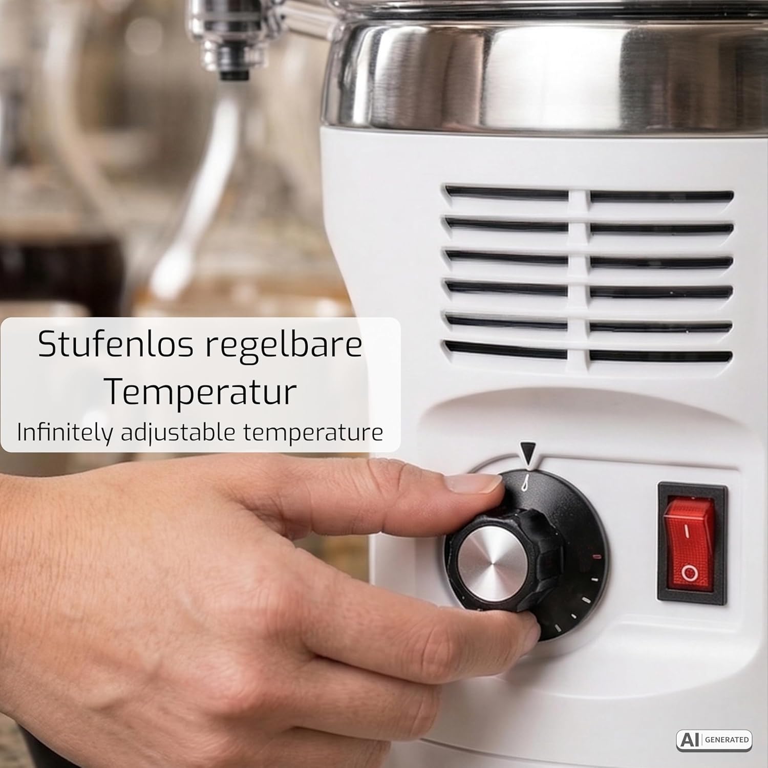 Saro - Nina Distributeur de Chocolat Chaud, 5 l, Blanc, Mélangeur, Couvercle en Inox, Plage de Température 30-90 °C, Récipient et Robinet Amovibles