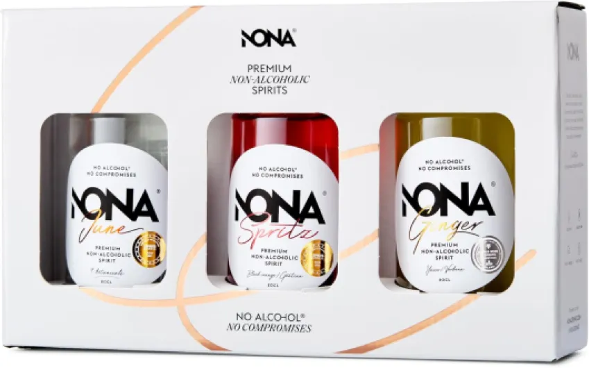 Coffret Dégustation 3x20cl - Spiritueux sans alcool: June, Spritz & Ginger - Avec livret de recettes - Idéal à offrir ou découvrir - 0% vol - Coffret premium aux 3 saveurs uniques