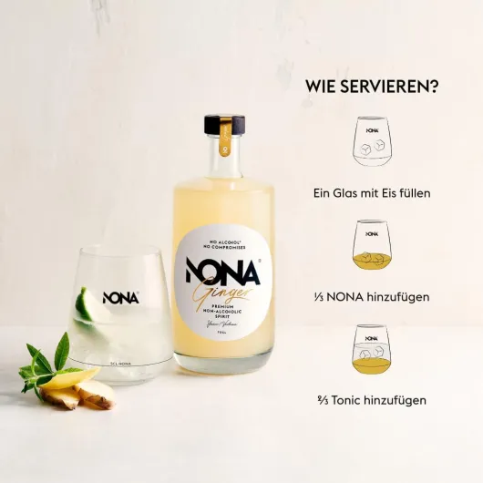 Ginger 700ml - Spiritueux sans alcool au gingembre avec 12 botaniques - Gingembre, curcuma, yuzu & verveine - Saveur épicée & fraîche - 0,0% vol - Idéal pour cocktails sans alcool