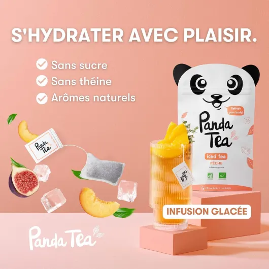 Duo Ice Tea Pêche & Fruits Rouges – Infusion à Froid Bio Sans Sucre – Coffret Tisane Détox 2x28 Sachets – Saveurs Pêche & Fruits Rouges – Thé Glacé Détox & Rafraîchissant – 100% Naturel