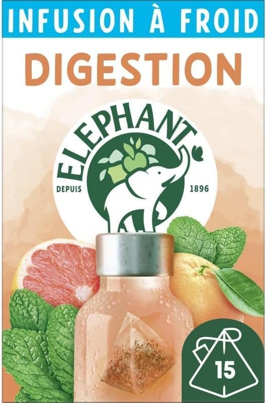 , Infusion à Froid Digestion, Eau Froide Aromatisée, Parfums Naturels Pamplemousse Menthe, Lot de 6 x 15 Sachets Individuels, 90 Sachets Pyramid