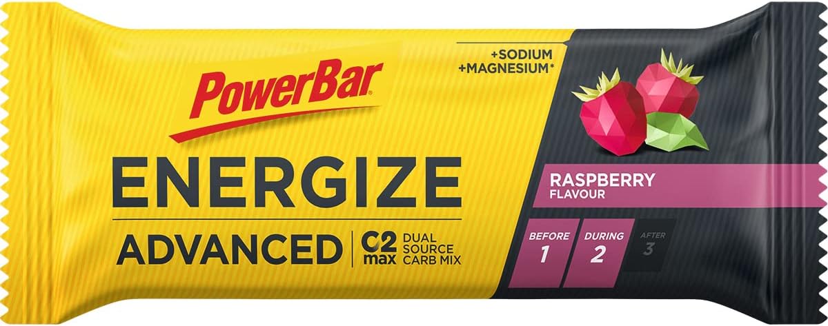 Energize Advanced - Raspberry - 15x55g - Barre énergétique riche en glucides - Magnésium et sodium Framboise 15 Count (825 g)