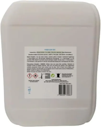 Gel hydroalcoolique mains - Bidon de 10L - Fabrication Française - 76% d'alcool - Virucide