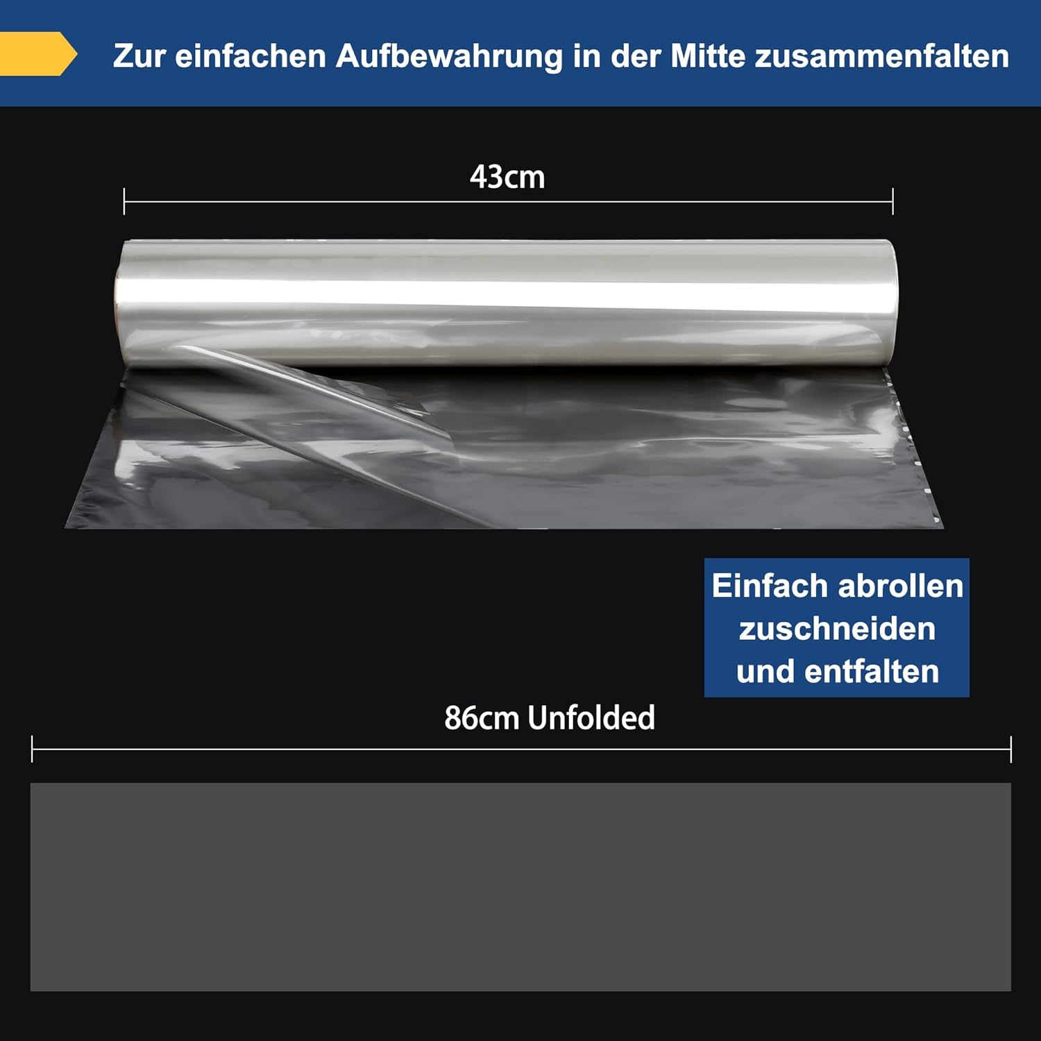 POPGIFTU Rouleau de Papier Transparent Emballage (86 cm x 45 m) – 3 mil épais Emballage Cellophane, Grand Rouleau de Papier Cadeau Transparent pour Fleuristes, Paniers Cadeaux et Bonbons Transparent 86cm X 45m