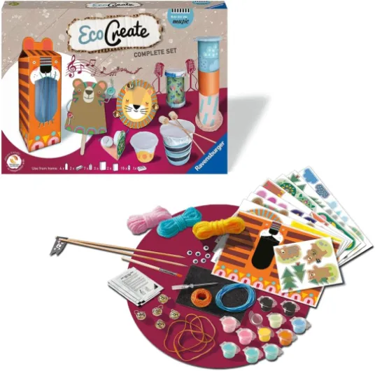 Ravensburger – EcoCreate – Eco-responsable – Recyclage – Jouets – Fabrication objets – Création d'instruments – Loisir créatif – Cadeau Noël – Activité créative – Dès 6 ans – 20229 – Version française