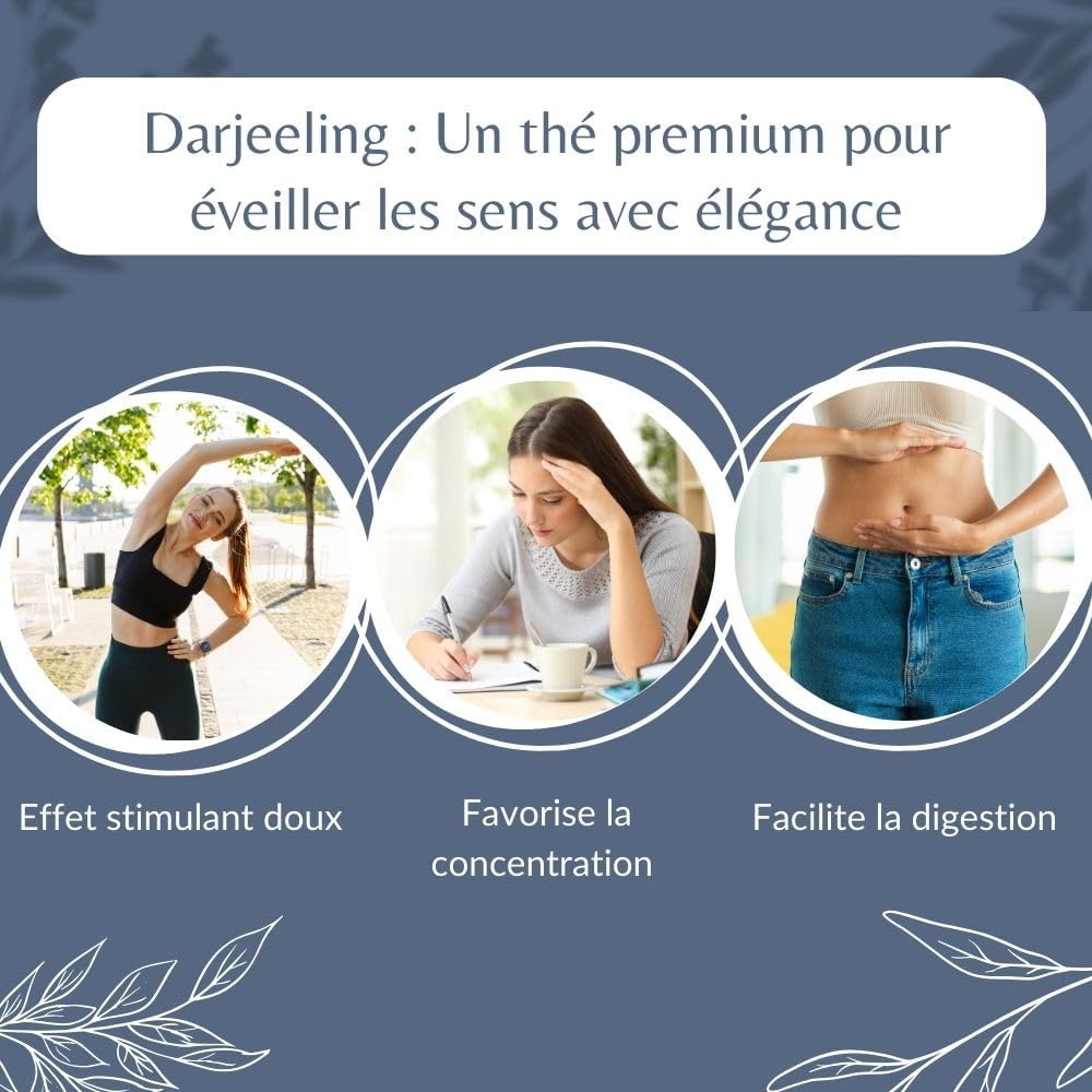 Thé Noir Darjeeling SFTGFOP1 Bio en Vrac - Thé Vegan, 100% Naturel, Sans OGM - Agriculture Biologique - Conditionné en France - Sachet 1 kg (500 Tasses)