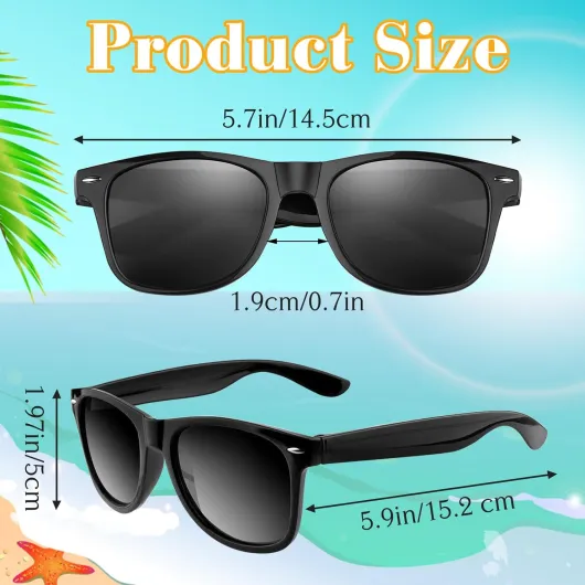 Lunettes de soleil de fête, lunettes de soleil néon, cadeaux de fête pour l'été, la plage, la piscine, la fête de mariage, l'anniversaire, fournitures de sac de cadeaux Noir 24