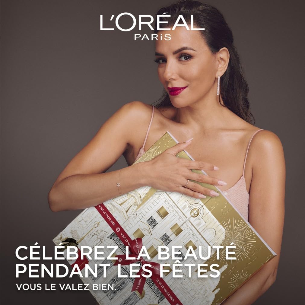L'Oréal Paris - Calendrier de l'Avent 24 Jours - Coffret Cadeau Noël - Maquillage, Soins Visage et Cheveux - 24 Produits de Beauté Incontournables en Taille Réelle