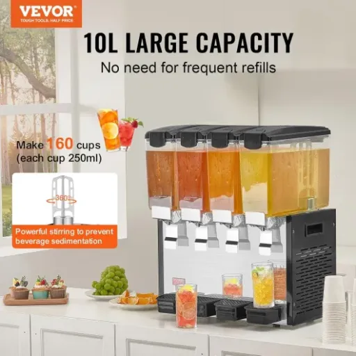 Test VEVOR Distributeur de Boissons 4 x 10 L : grosse capacité, mais fiabilité à surveiller