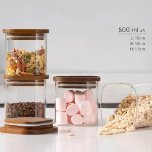 Test QuaLife Lot de 4 bocaux 500 ml : du verre carré qui fait le job dans le placard