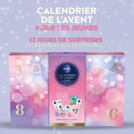 Calendrier de l'Avent Jeunes Édition 2025 - Coffret Cadeau Beauté - Soins Visage, Corps & Lèvres + Accessoires - 12 Fenêtres Surprises - 1pce Calendrier de l'Avent Jeune 2025