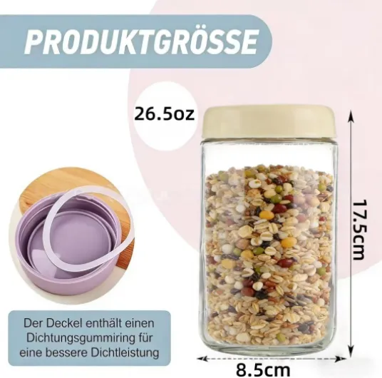 6 bocaux pour porridge, bocaux pour porridge avec couvercle, préparation des repas, bocaux réutilisables pour confiture maison, bocaux Mason avec cuillère, étiquette (Blanc, 750ml) Blanc 750ml
