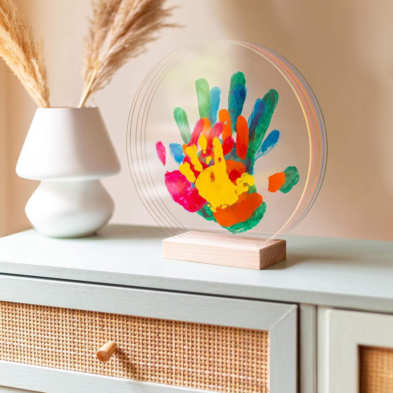 LouYou Empreintes de Bonheur - Kit Empreinte de mains Famille de 5 - Couleurs Peps - Cadeau Naissance Bébé Fille ou Garçon - Fête des Mères ou des Pères - Coffret Souvenir - Made in France Famille de 5 Pep's