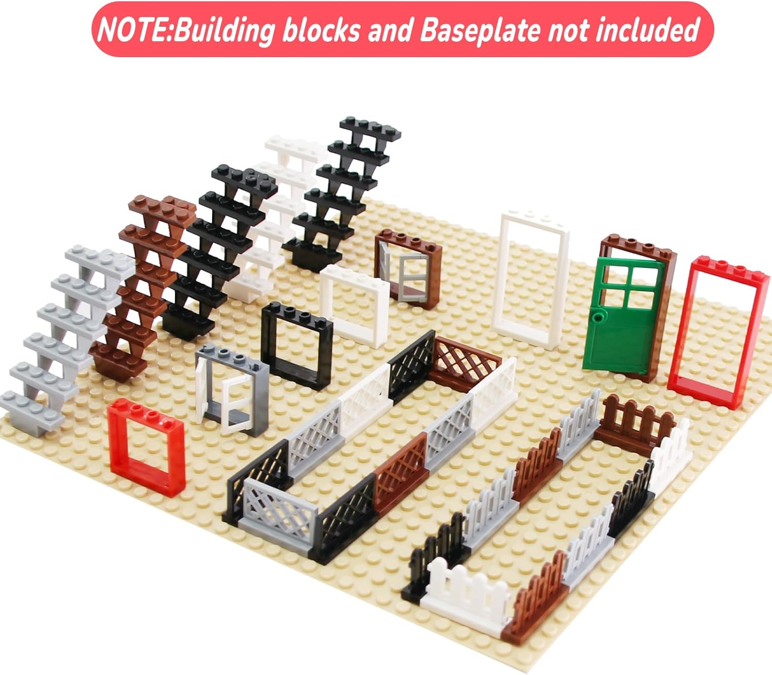 176 pièces fenêtres et Portes Ensemble, Blocs de Construction Accessoires ， pièces de Briques de Jardin de la Ville 176pcs