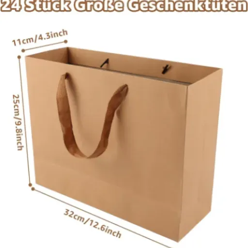 Test MIVIDE Lot de 24 Sacs Cadeaux Papier Kraft : des grands sacs simples qui font le job pour les fêtes