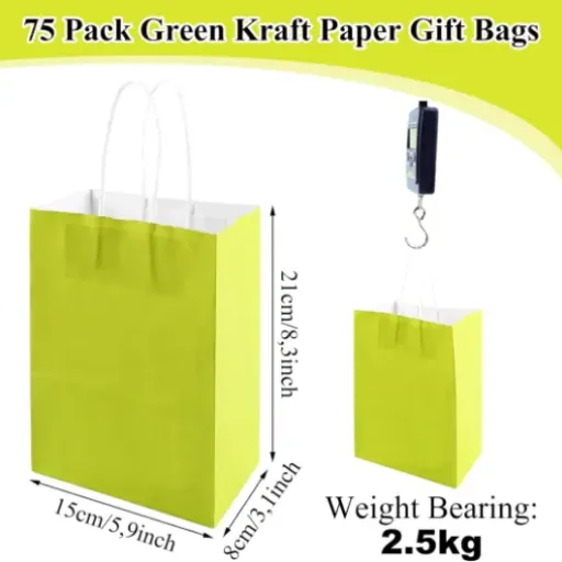 Test MIVIDE 75pcs Sac Papier Kraft Vert : les petits sacs cadeaux qui font le job sans chichi