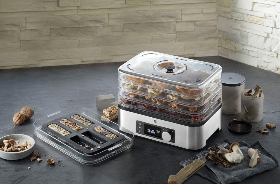 KITCHENminis Déshydrateur, 400 W, Inox, 5 Plateaux sans BPA, Programmable Fruits séchés légumes champignons déshydratés barres de céréales, Cromargan 0415250011 Taille Unique