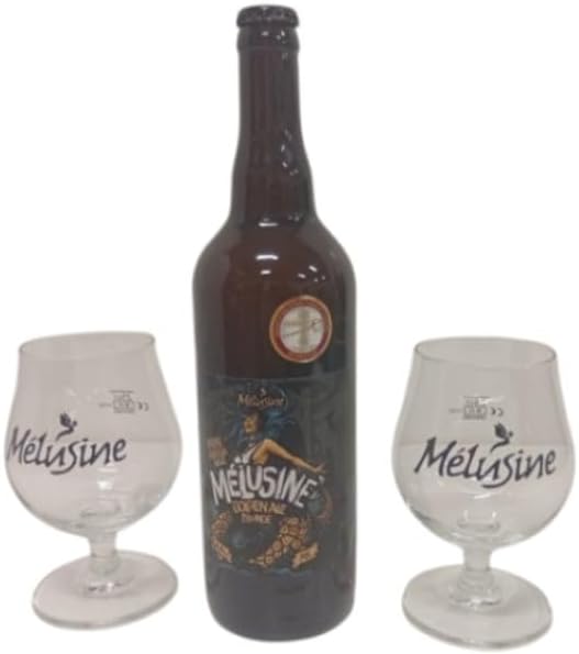 Coffret Dégustation Bière Vendée 75cl Mélusine Golden Ale Artisanale + 2 verres a pied 25cl-33cl