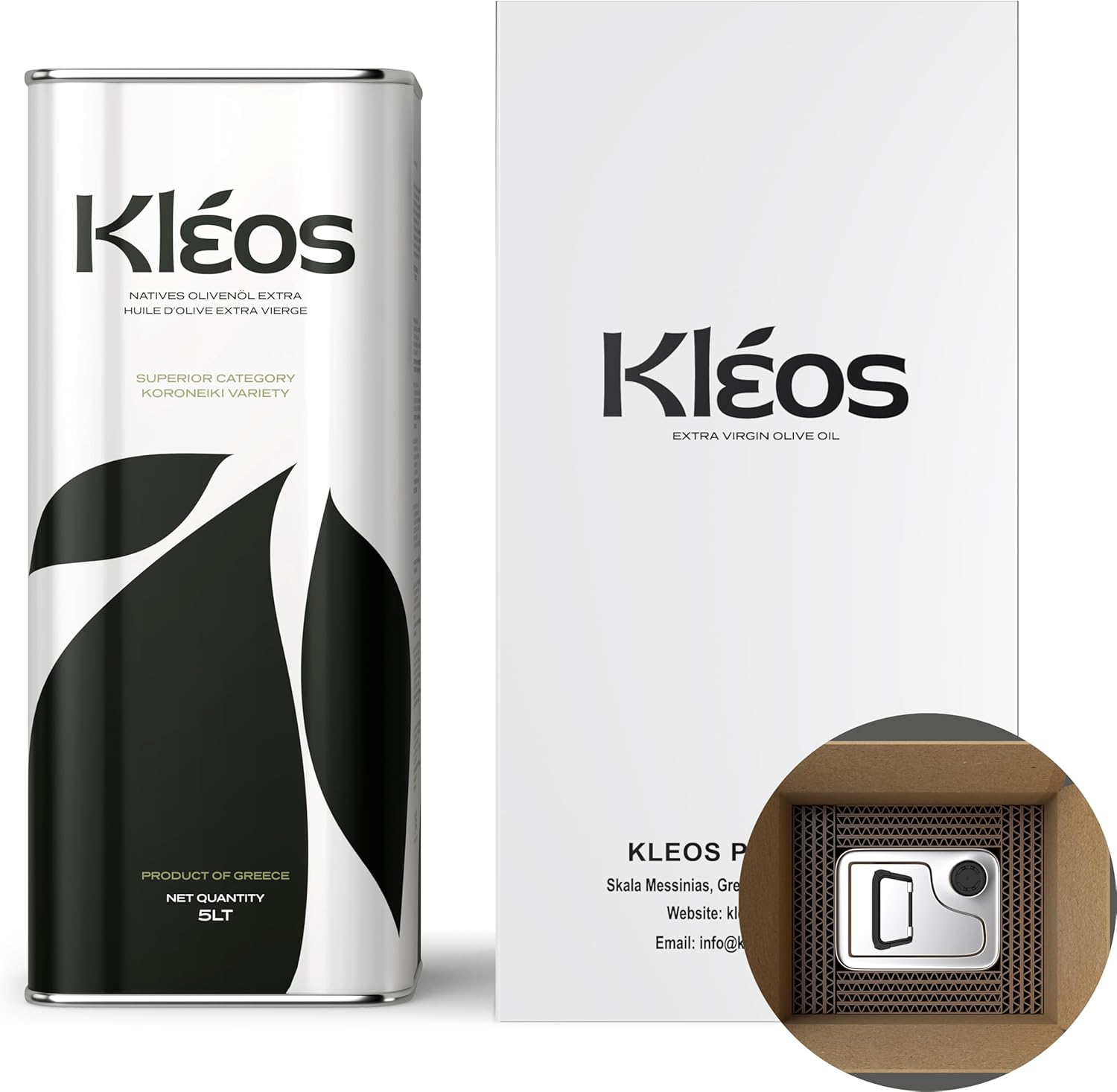 Kleos Huile d’Olive Extra Vierge 5L – Riche en Polyphénols – Pressée à Froid – Récolte 2025/26 – Origine Grèce – Qualité Premium – DDM 31/07/2027 5 l (Lot de 1)