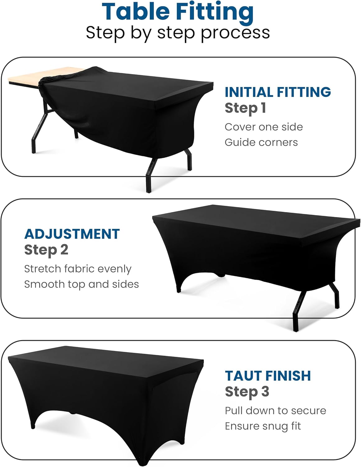 Utopia Kitchen Nappe de Table Extensible [6 Pieds, 183 cm] Couverture de Table en Polyester et Spandex - Lavable en Machine et Infroissable (Lot de 1, Noir) Noir Lot de 1 - 6 Pieds