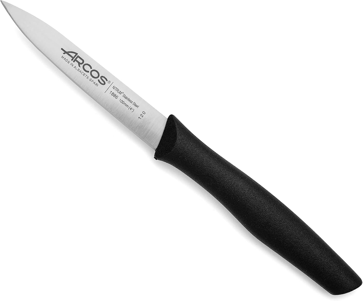Lot de 6 Couteaux d'Office - Lame 100 mm Acier Inoxydable - Manche Polypropylène - Couteaux de Cuisine Éplucheurs - Compatible Lave-Vaisselle - Série Nova - Couleur Noire