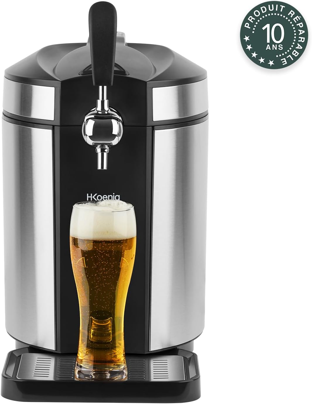 H.Koenig Tireuse à Biere BW1880 compatible avec les Fûts Universels Pressurisés/Non Pressurisés de 5L Inox, Pompe, Pression domestique, Professionnelle, Universelle, Refroidissement intégré 2 à 12 °C