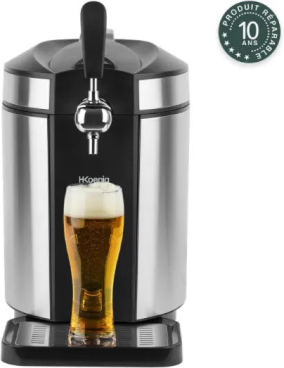 H.Koenig Tireuse à Biere BW1880 compatible avec les Fûts Universels Pressurisés/Non Pressurisés de 5L Inox, Pompe, Pression domestique, Professionnelle, Universelle, Refroidissement intégré 2 à 12 °C