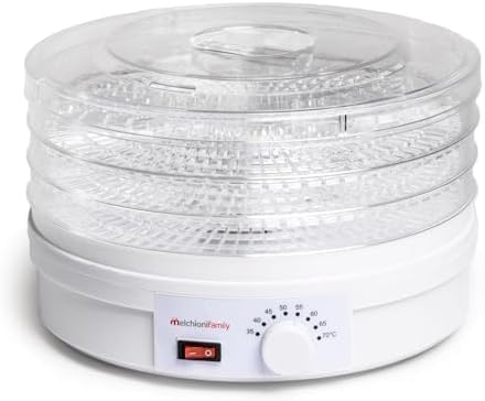 Melchioni Family - Déshydrateur Électrique BABELE, Déshydrateur Alimentaire Polyvalent, 5 Plateaux Empilables et Amovibles, Puissance 250W, Température Réglable 40–70°C Blanc Babele