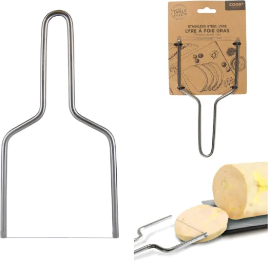 COOK CONCEPT Lyre à Foie Gras en Inox Découpe Nette 18,5 cm Argent - Inox, lyre à foie gras, découpe nette, tranches régulières, prise en main facile, entretien simple, 18,5 cm