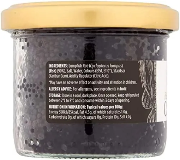 Elsinore Lot de 2 caviar de lumpfish de 100 g Noir 100 g