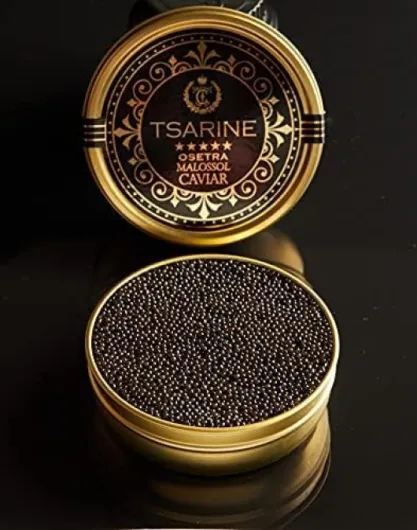 50g de caviar d'esturgeon noir - Esturgeon sibérien - Acipenser baerii - Caviar de poisson - Caviar Malossol - Caviar noir - Marque - TSARINE Caviar - Livraison réfrigérée express gratuite