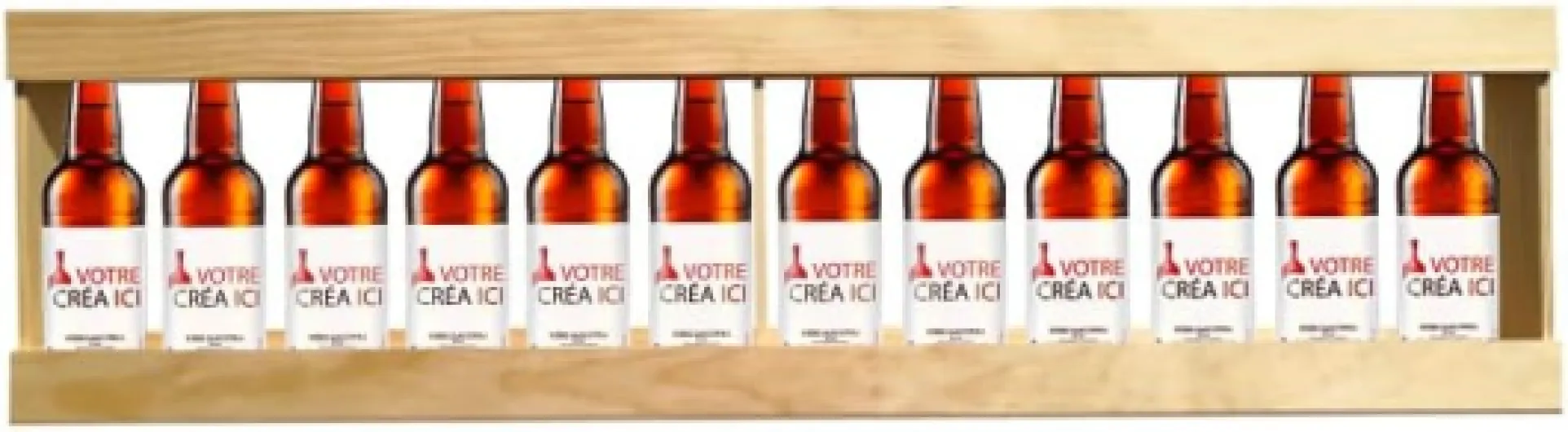 Lot 15 bières Brasserie Gasconha avec Caisse Bois - Coffret degustation biere avec etiquette bouteille personnalisable pour prénom, logo, message… [ Coffret biere blonde ]